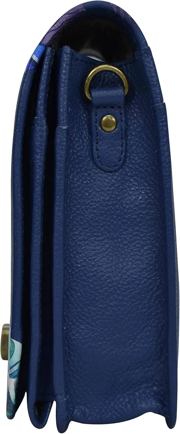 Anna by Anuschka Women's Hand-painted Leather Flap Convertible Crossbody Belt Bag