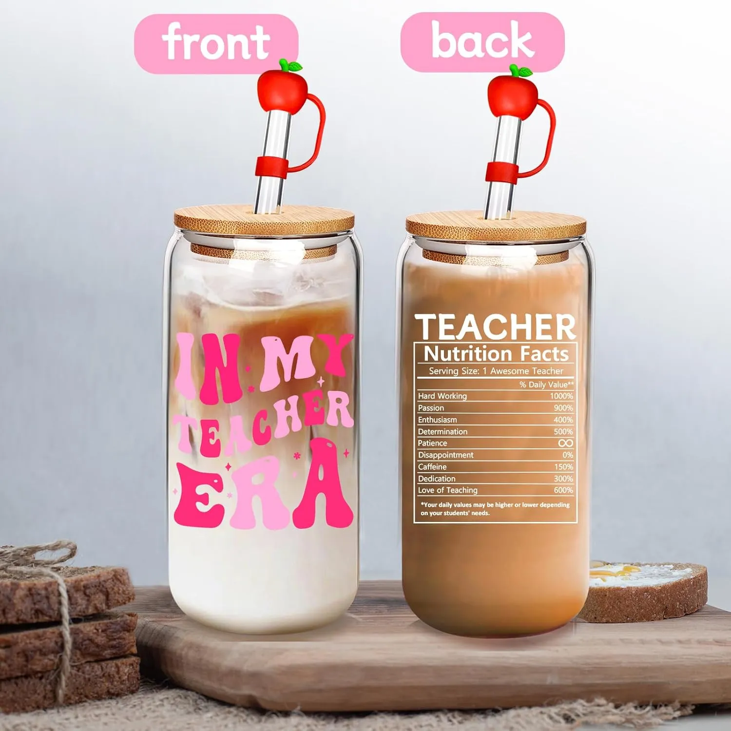 ANOTION Teacher Gifts - End of Year Teacher Gifts, IN MY TEACHER ERA Iced Coffee Cup, Socks, Makeup Bag, Bookmark, Gift Set for Women, Appreciation, Retirement, Birthday, Graduation & Bulk Gift