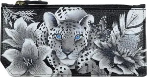 Anuschka Hand-Painted Genuine Leather Women's RFID Blocking Card Case with Coin Pouch - Cleopatra's Leopard