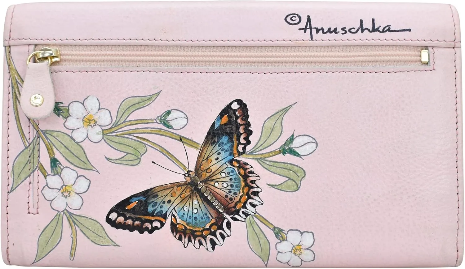Anuschka Women’s Hand-Painted Genuine Leather RFID Blocking Accordion Flap Wallet