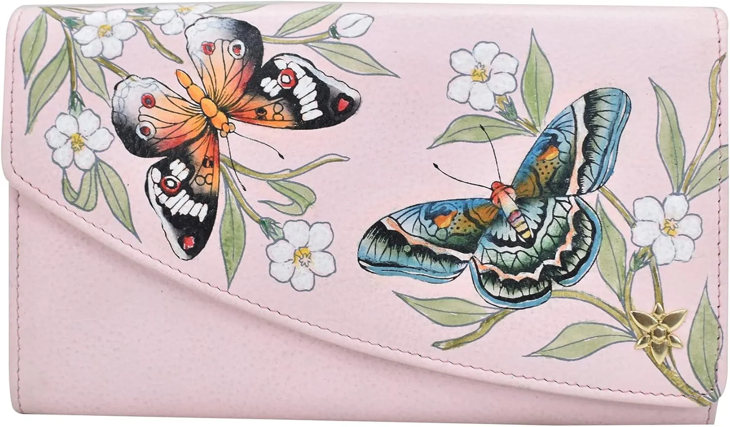 Anuschka Women’s Hand-Painted Genuine Leather RFID Blocking Accordion Flap Wallet