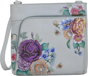 Anuschka Women's Original Hand-Painted Leather Crossbody with Front Zip Organizer & RFID Card Protection