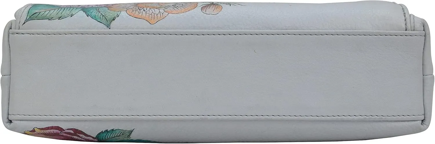 Anuschka Women's Original Hand-Painted Leather Crossbody with Front Zip Organizer & RFID Card Protection