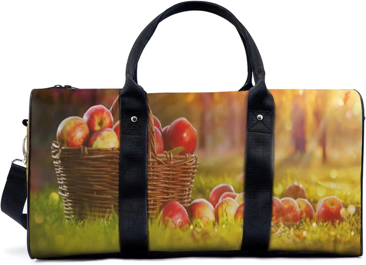 Apples in a Basket Autumn Garden Travel Duffel Bag for Woman Weekender Bag Man Tote Gym Bag Sport Gym Bag Hospital Bag for Labor and Delivery Overnight Bag Luggage Bag