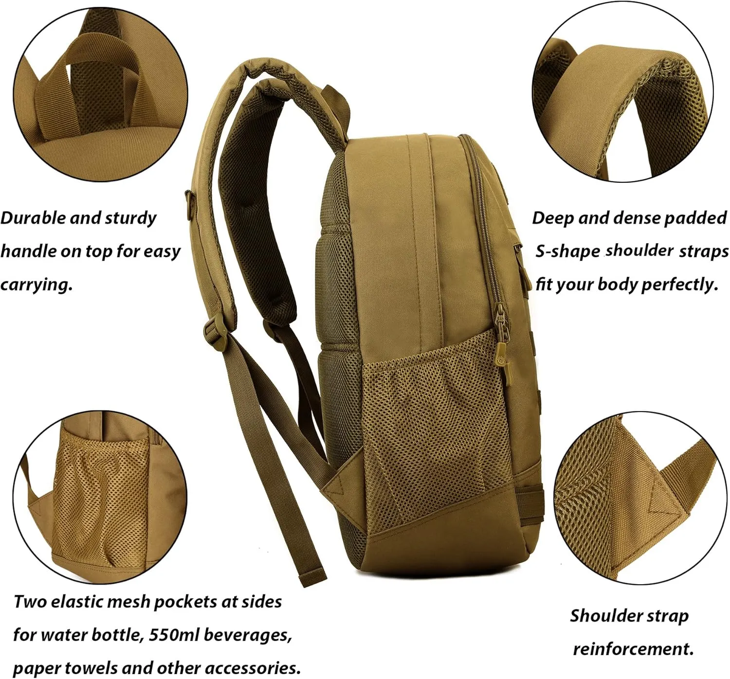 ArcEnCiel 35L Motorcycle Backpack Tactical Military Bag Army Assault Pack Rucksacks with Patch - Rain Cover Included