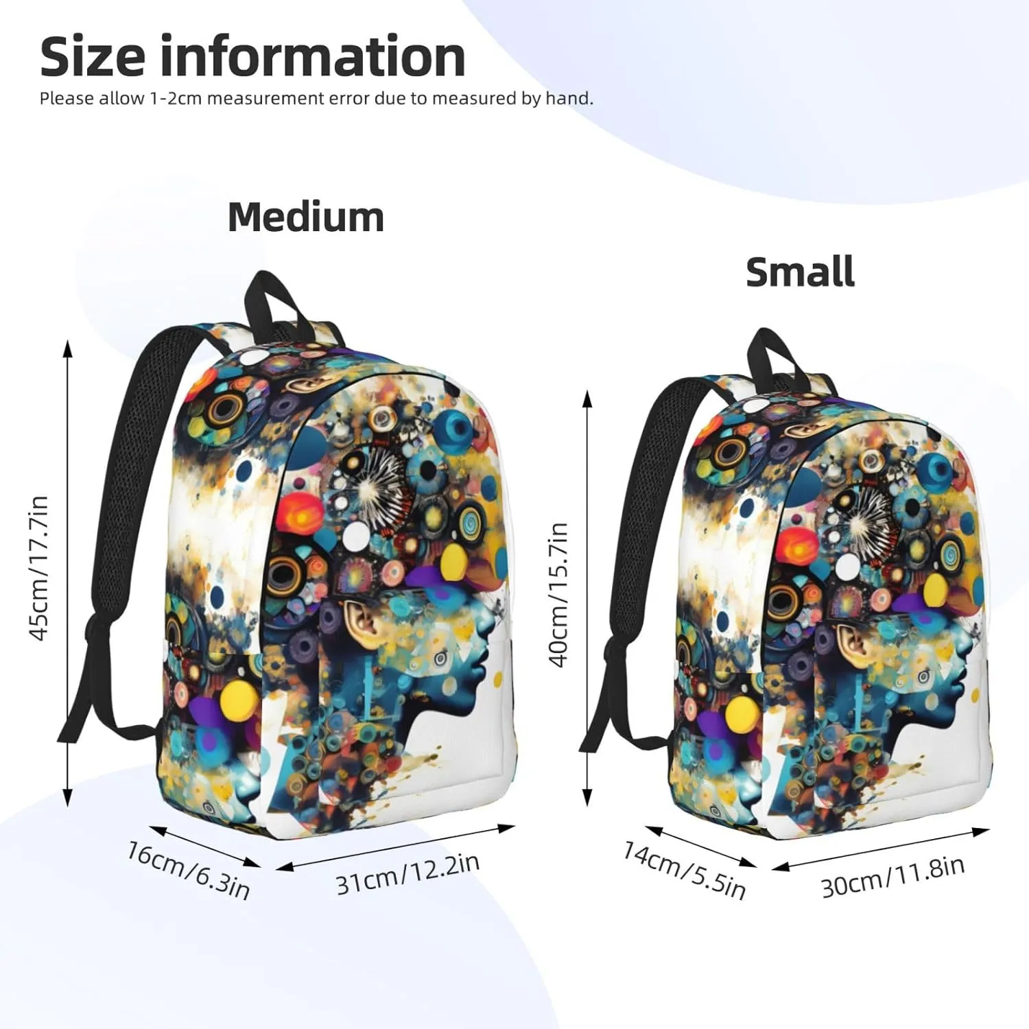 Artificial Intelligence Brain Print Stylish Canvas Backpack,Travel Backpack With Pockets,For Hiking And Daily Use