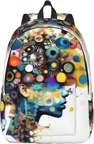 Artificial Intelligence Brain Print Stylish Canvas Backpack,Travel Backpack With Pockets,For Hiking And Daily Use