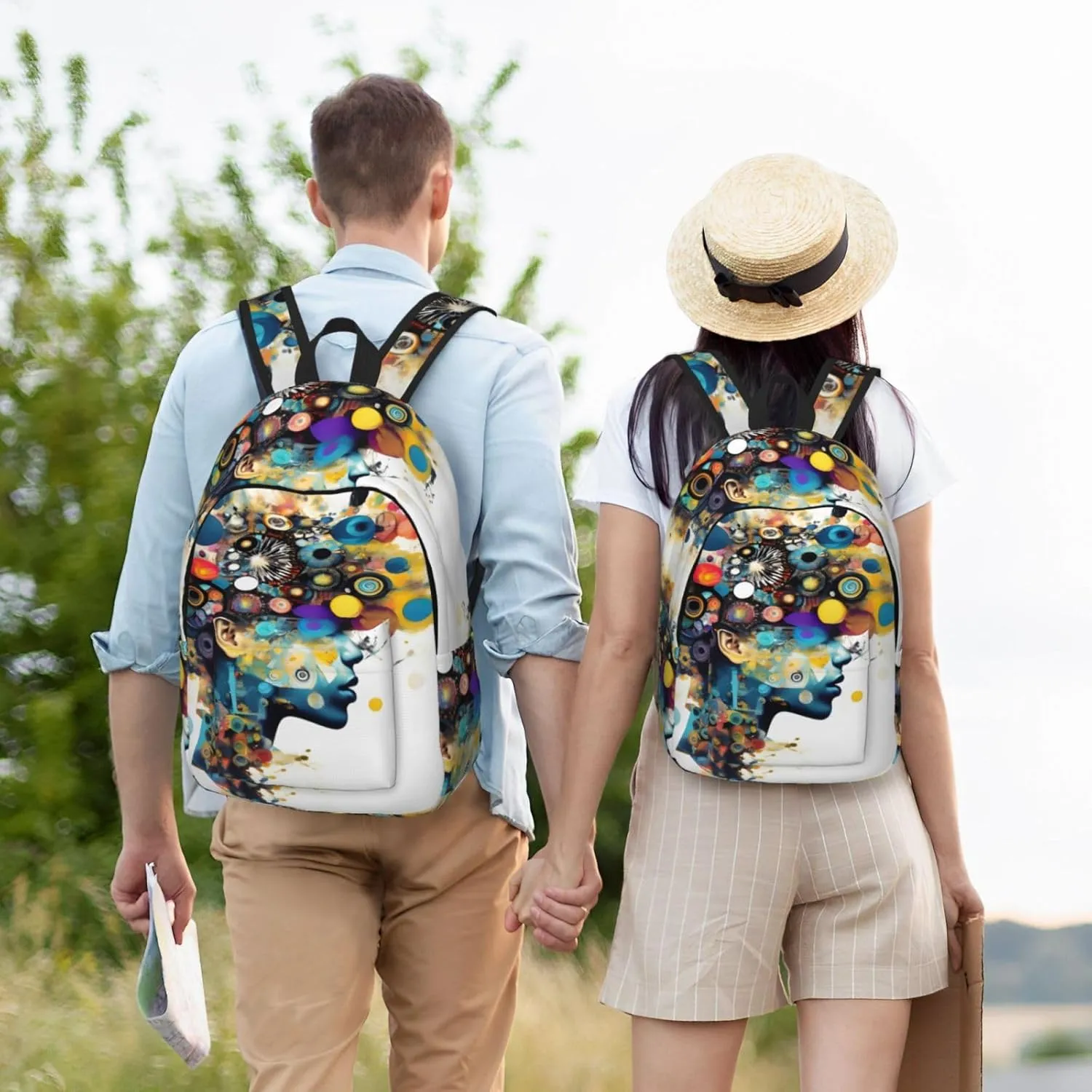 Artificial Intelligence Brain Print Stylish Canvas Backpack,Travel Backpack With Pockets,For Hiking And Daily Use