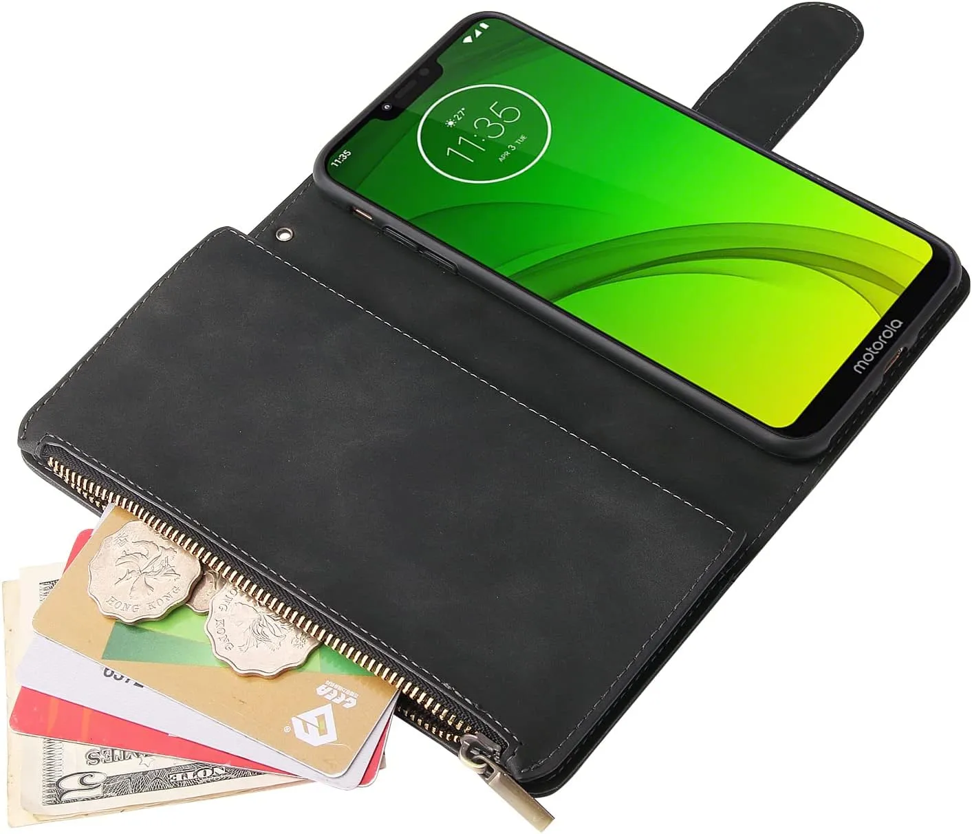 Asuwish Compatible with Moto G7 Power/MotoG7 Supra/Moto7 Optimo Max Wallet Case Tempered Glass Screen Protector and Card Holder Cell Phone Cases for Motorola MotoG7Power G 7 7G G7Power 7th Gen Black