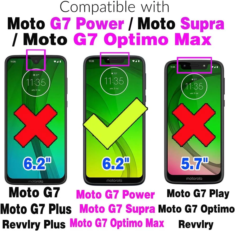 Asuwish Compatible with Moto G7 Power/MotoG7 Supra/Moto7 Optimo Max Wallet Case Tempered Glass Screen Protector and Card Holder Cell Phone Cases for Motorola MotoG7Power G 7 7G G7Power 7th Gen Black