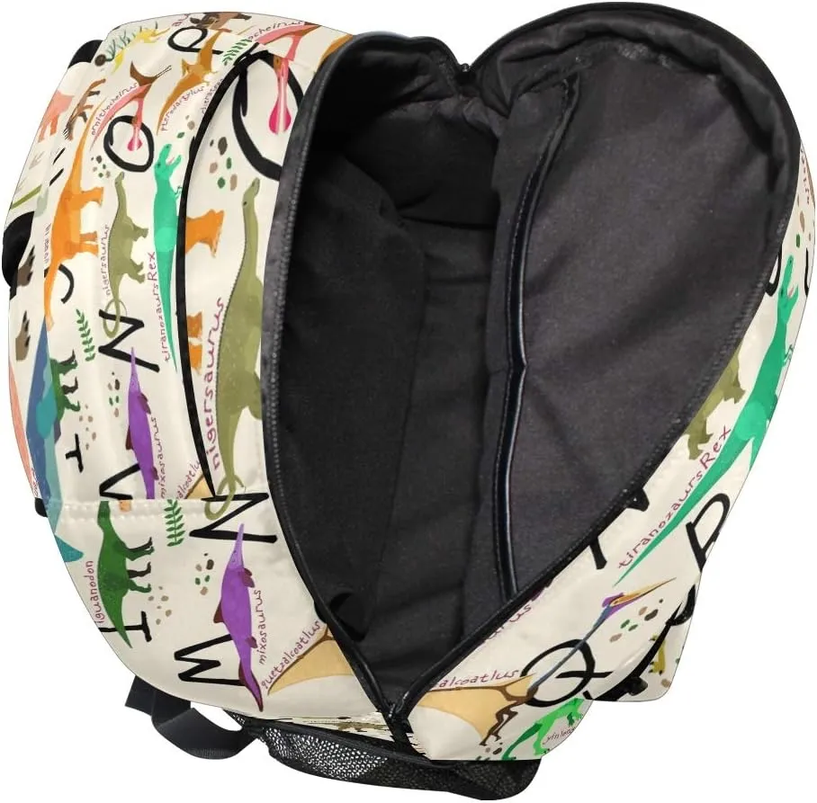 AUUXVA Backpack Education Alphabet Letter Dinosaur School Shoulder Bag Large Waterproof Durable Bookbag Laptop Daypack for Students Teens Girls Boys Elementary