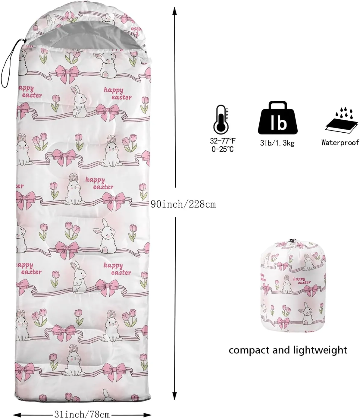 Axolotl Moon and Stars Sleeping Bag for Adults,Black White Waterproof Lightweight Camping Bag,3 Season Warm and Cool Weather Backpacking Bag for Women Men,Traveling and Outdoors Camping Gear Equipment