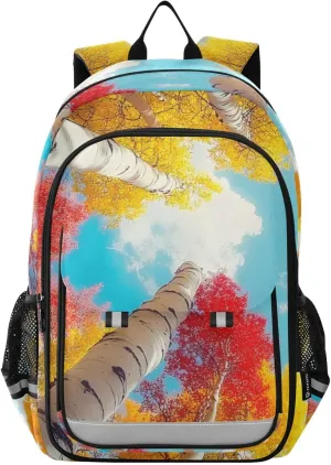 Backpack Colorful Birch Trees Travel Laptop Daypack Shoulder Bag Book Bag Daypack with Reflective Strip 12.9 ×17.7 In