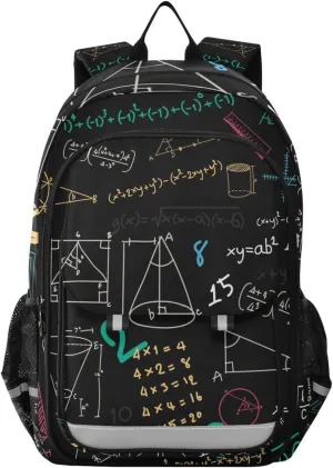 Backpack Daypack Shoulder Bag Math Formula Diagram Education Blackboard Multicolored Rucksack Laptop Compartment