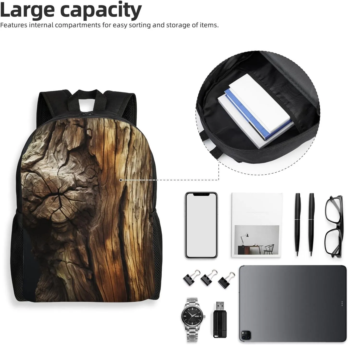 Backpack for Men Women 16.1 Inch Laptop Backpack Tree Trunk Daypack Laptop Bag for Travel