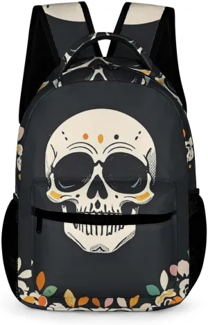 Backpack for Women Men A Wreath Surrounds The Skeleton Computer Bag 17 In Laptop Backpack Travel Rucksack Casual Dayback