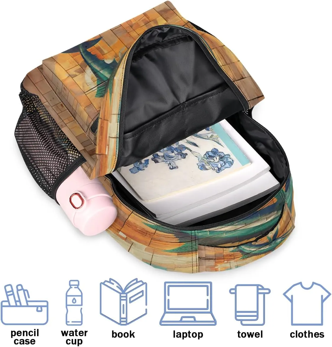 Backpack for Women Men, Waterproof Ocean Animal Casual Back Packs, Lightweight Swordfish Daypack Bags for Travel Camping Work