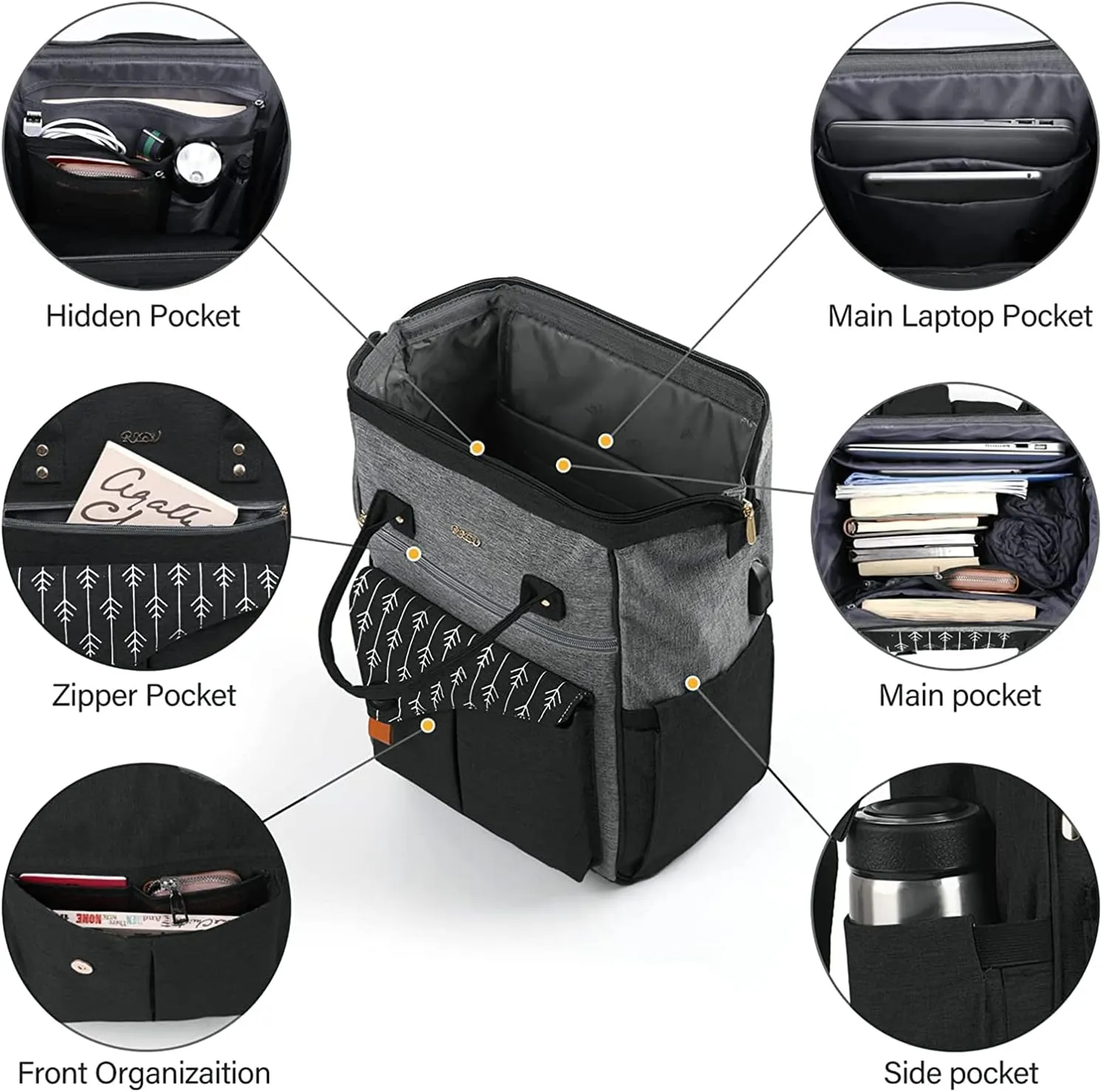 Backpack for Women,15.6 Inch College School Backpack with USB Charging Port, Water Resistant Laptop Computer Backpack Gifts for Women