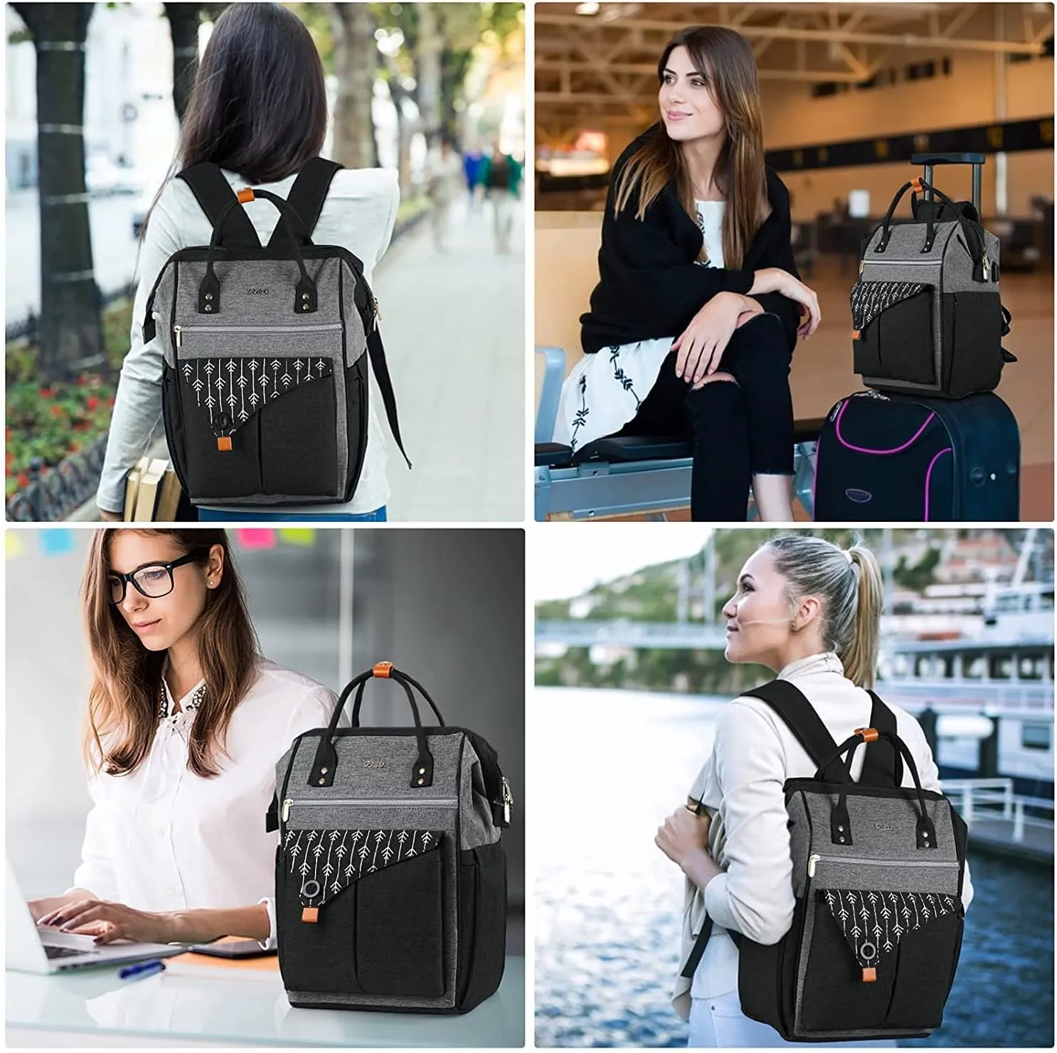Backpack for Women,15.6 Inch College School Backpack with USB Charging Port, Water Resistant Laptop Computer Backpack Gifts for Women