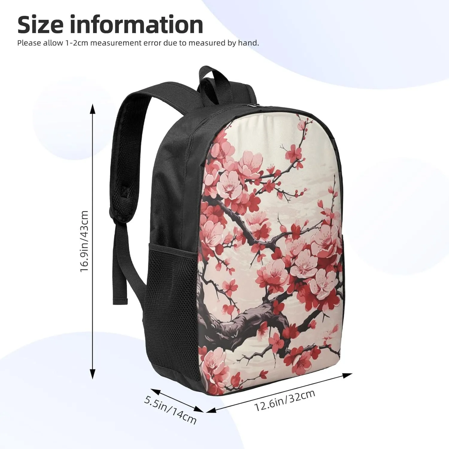 Backpack Japanese Floral Cherry Blossom Travel Casual Laptop Backpack 17 inch Waterproof Hiking Daypack for Men Women