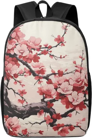 Backpack Japanese Floral Cherry Blossom Travel Casual Laptop Backpack 17 inch Waterproof Hiking Daypack for Men Women