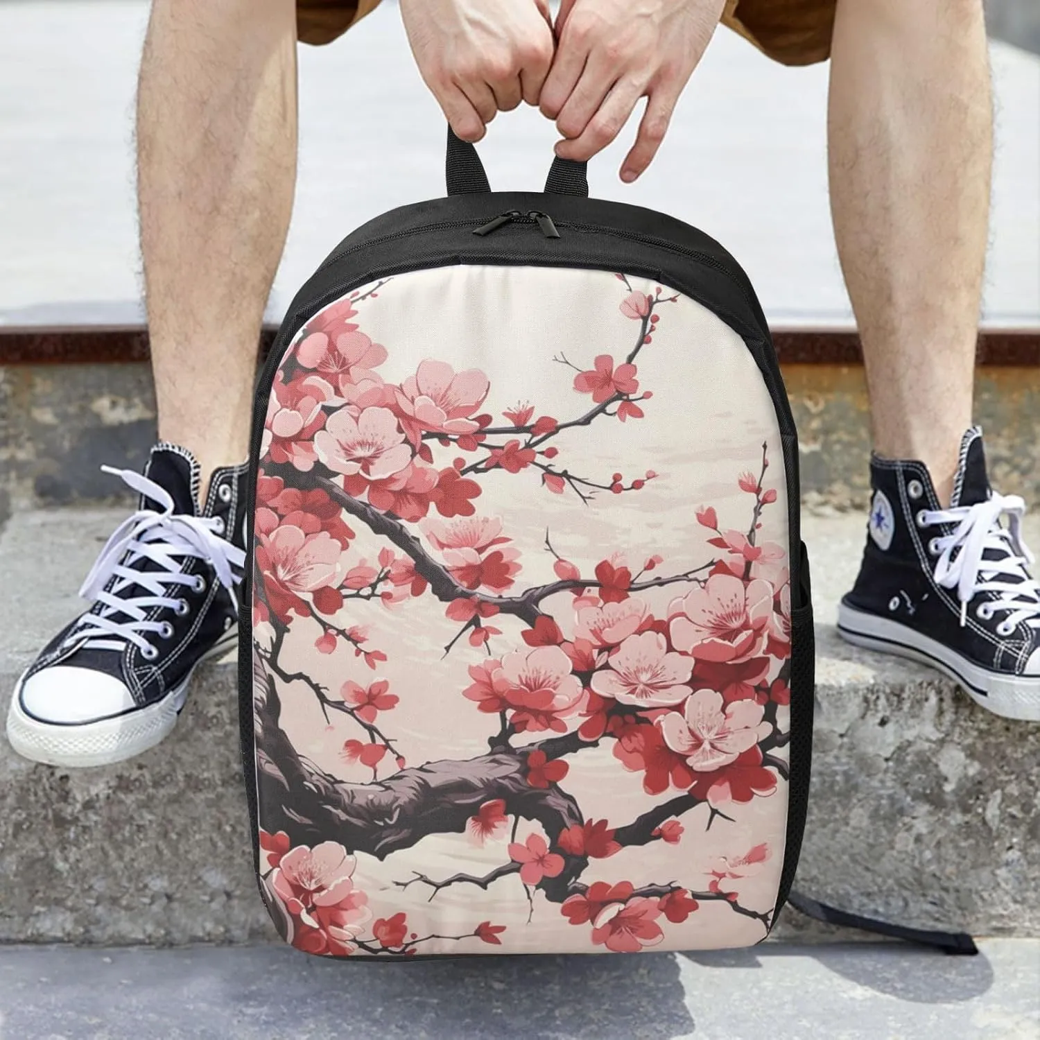 Backpack Japanese Floral Cherry Blossom Travel Casual Laptop Backpack 17 inch Waterproof Hiking Daypack for Men Women