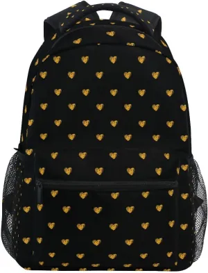 Backpack Love Hearts Yellow Simple Cute Valentine's Day Birthday Daypack Shoulder Bag with Name Label Tag for Travel Hiking Casual Camping Sports Gym