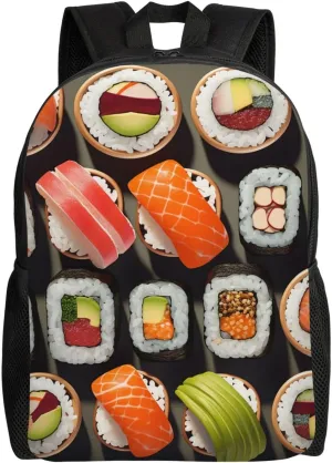 Backpack Many Sushi Food Travel Casual Laptop Backpack Waterproof Hiking Daypack For Men Women