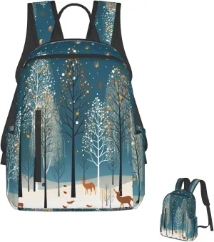 Backpack Merry Christmas Birch Tree Travel Casual Laptop Backpack Adjustable Hiking Daypack for Men Women