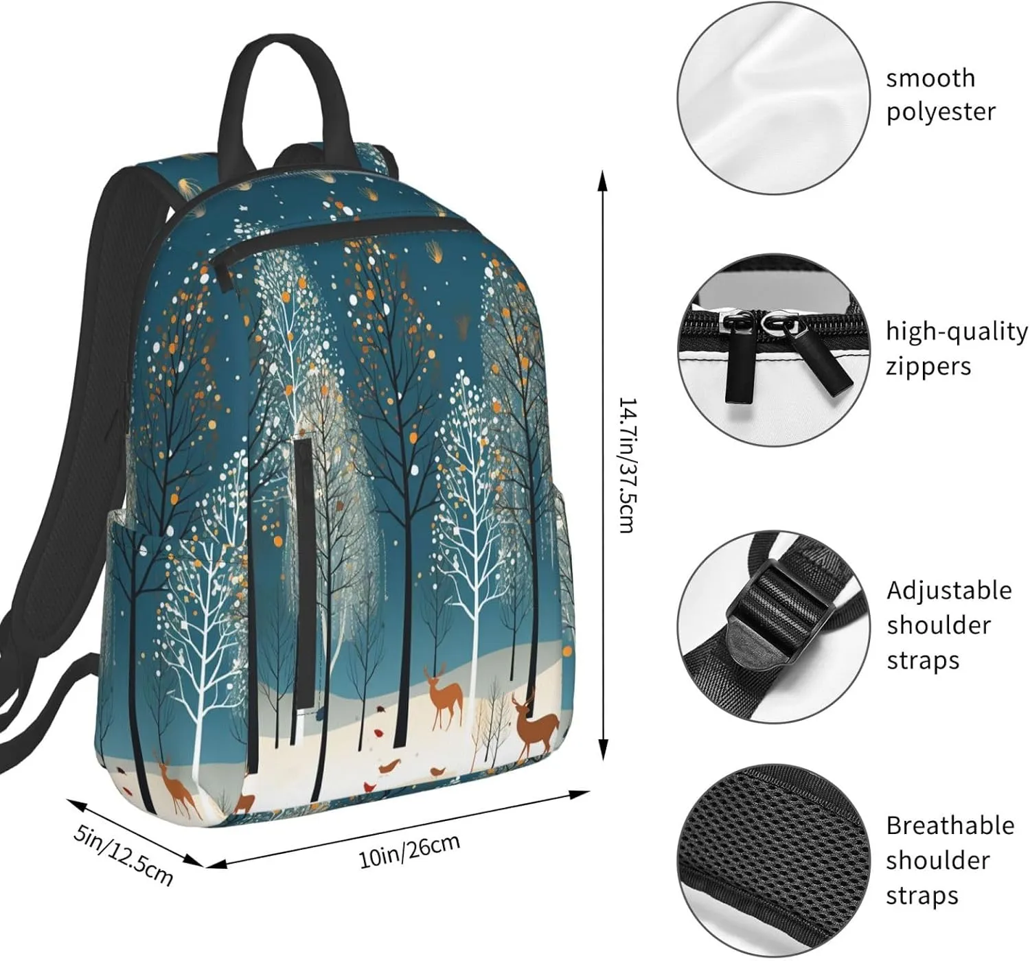 Backpack Merry Christmas Birch Tree Travel Casual Laptop Backpack Adjustable Hiking Daypack for Men Women