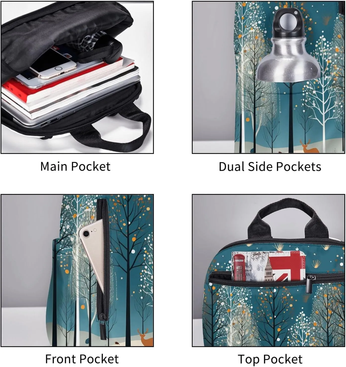 Backpack Merry Christmas Birch Tree Travel Casual Laptop Backpack Adjustable Hiking Daypack for Men Women