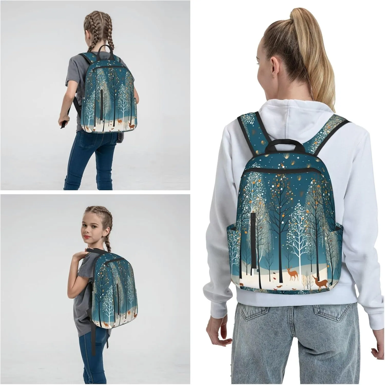 Backpack Merry Christmas Birch Tree Travel Casual Laptop Backpack Adjustable Hiking Daypack for Men Women