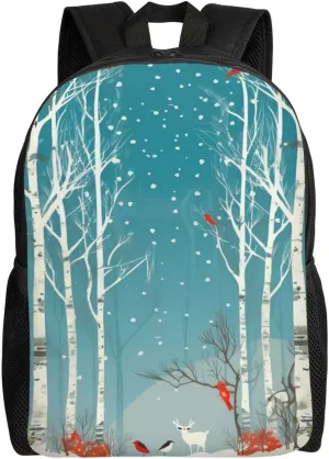 Backpack Merry Christmas Birch Tree Travel Casual Laptop Backpack Waterproof Hiking Daypack For Men Women