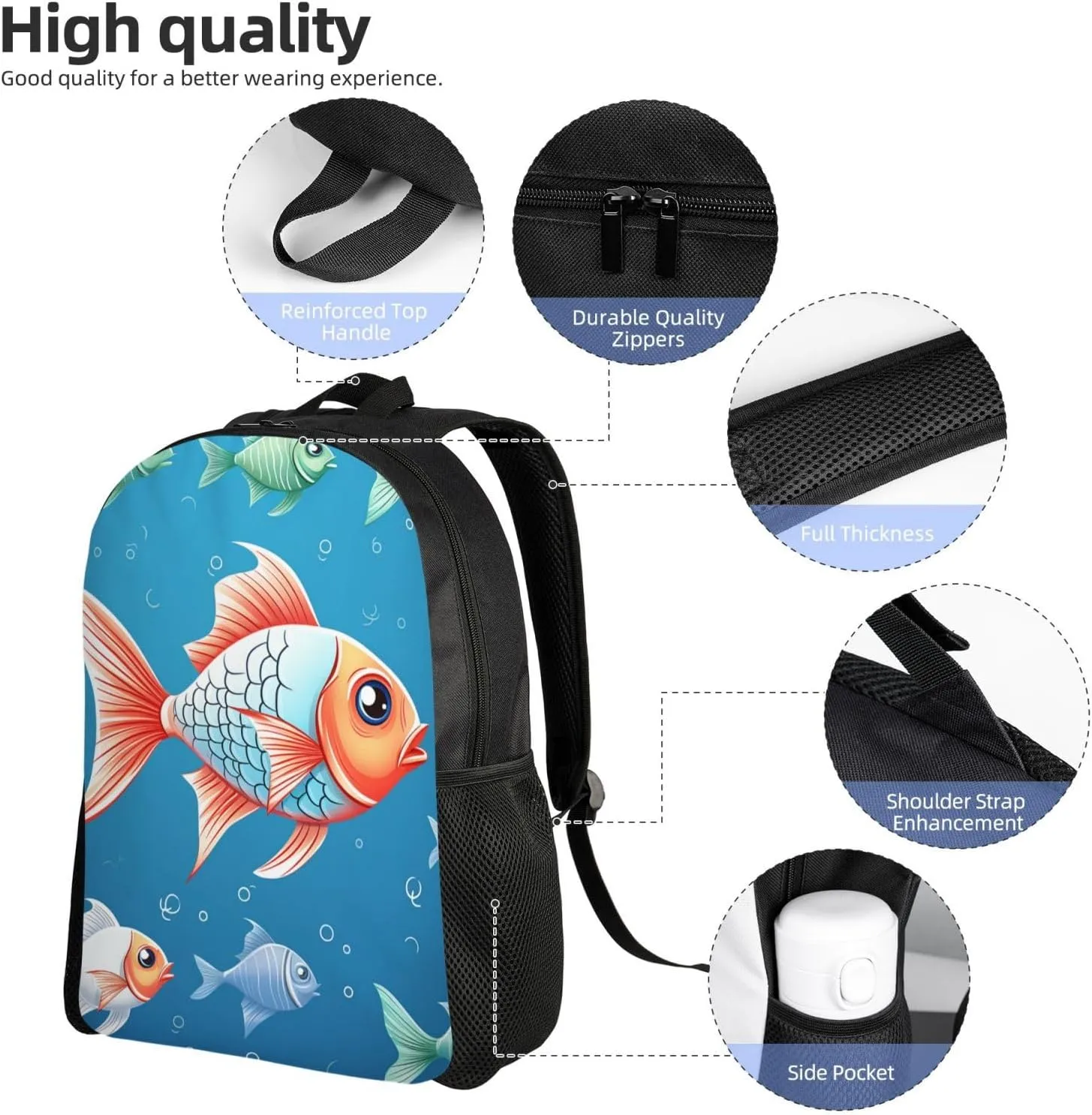 Backpack Ornamental Fish Travel Casual Laptop Backpack Waterproof Hiking Daypack For Men Women
