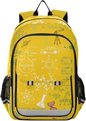 Backpack Yellow Science Concept Chemical Biology Geography Space Daypack Shoulder Bag Rucksack Knapsack for Travel Hiking Sports Gym Casual Camping