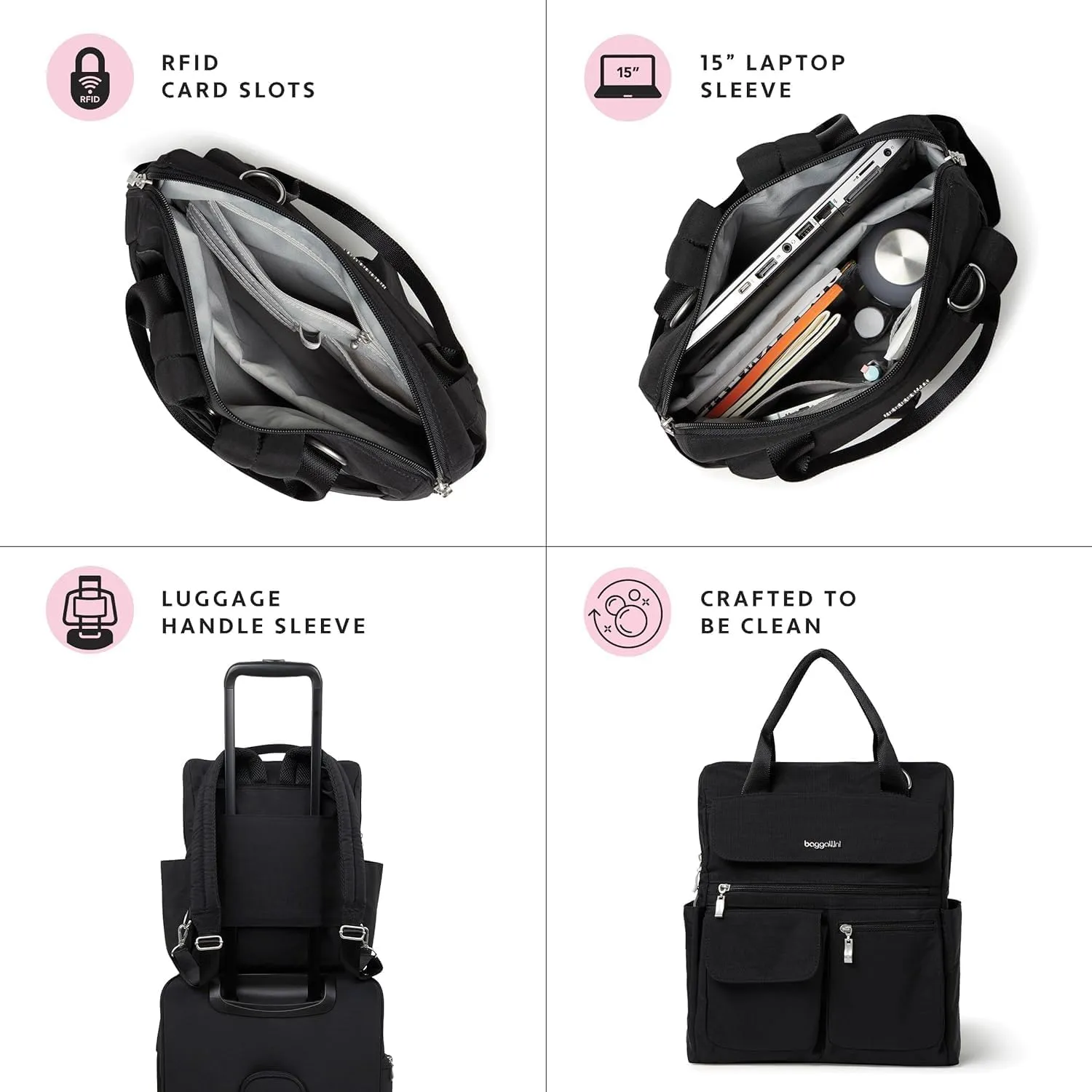 Baggallini Modern Everywhere Laptop Backpack - Travel Laptop Backpack for Women - Lightweight Water-Resistant Luggage Bag