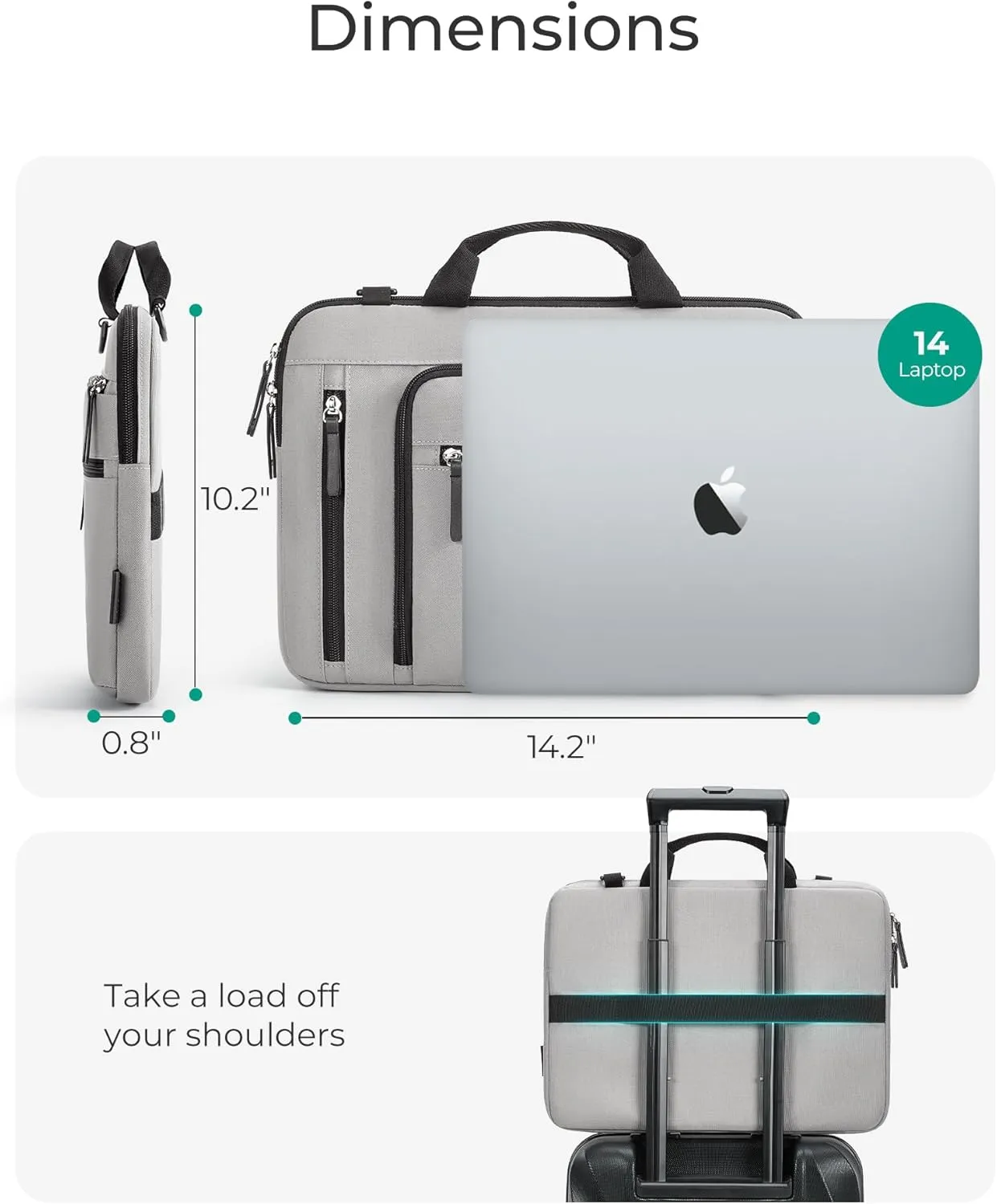 BAGSMART 13-14 Inch Laptop Case Bag, Protective Laptop Sleeve with Multiple Compartments for MacBook Air/Pro 13.3 Inch, Lightweight Water Resistant Laptop Bag for Men Fitted with Dell HP Lenovo, Black