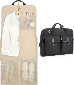 BAGSMART Garment Bags for Travel, Carry on Garment Bags for Hanging Clothes, Travel Suit Bag for Shirts Dresses Coats, Black