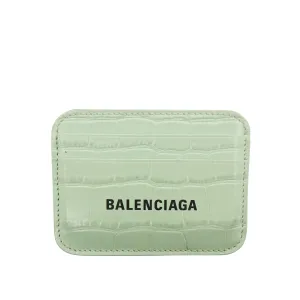 Balenciaga Green Croc Card Wallet