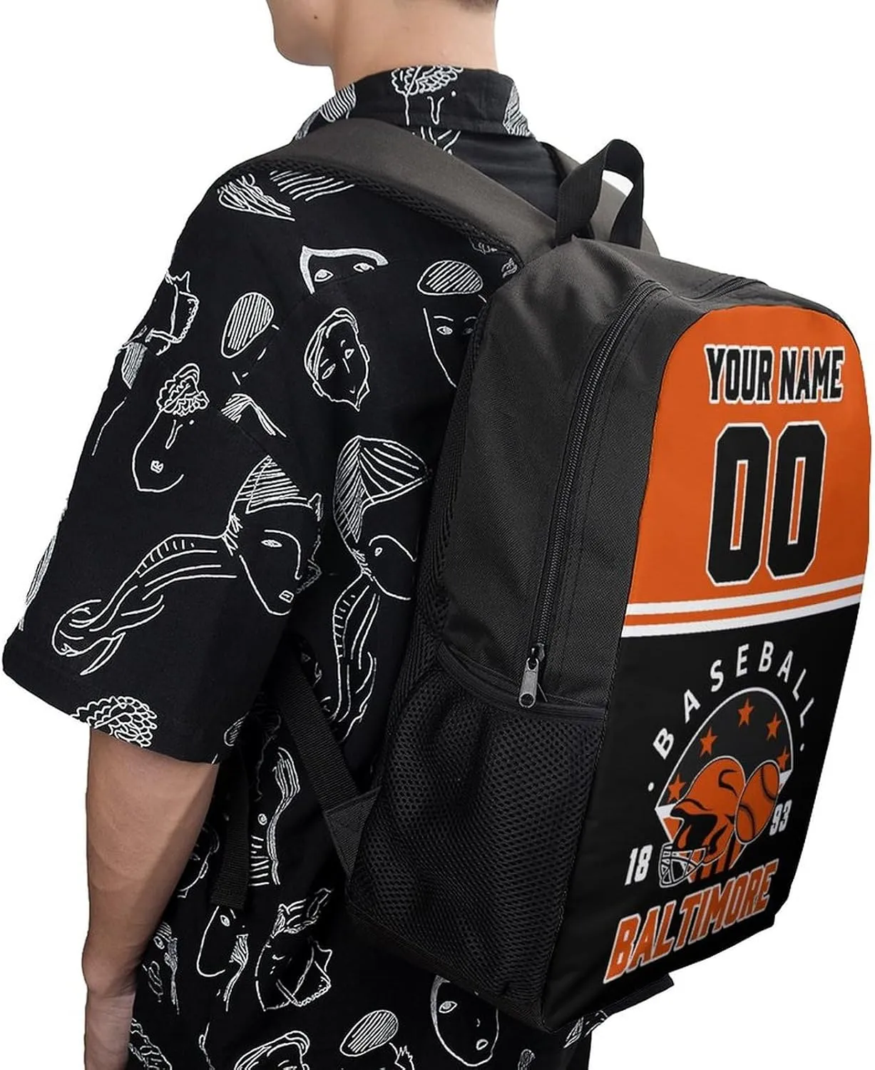 Baltimore Backpack Custom 17Inch Shoulder Bag Gift for Men Women Boy Girl Personalized Name Number Laptop Travel Bag
