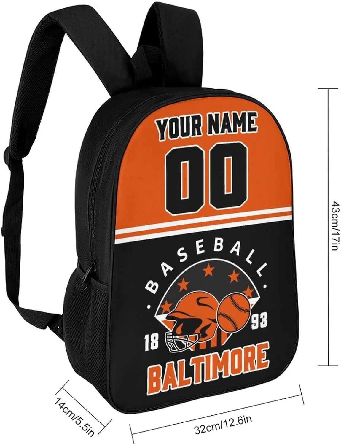 Baltimore Backpack Custom 17Inch Shoulder Bag Gift for Men Women Boy Girl Personalized Name Number Laptop Travel Bag