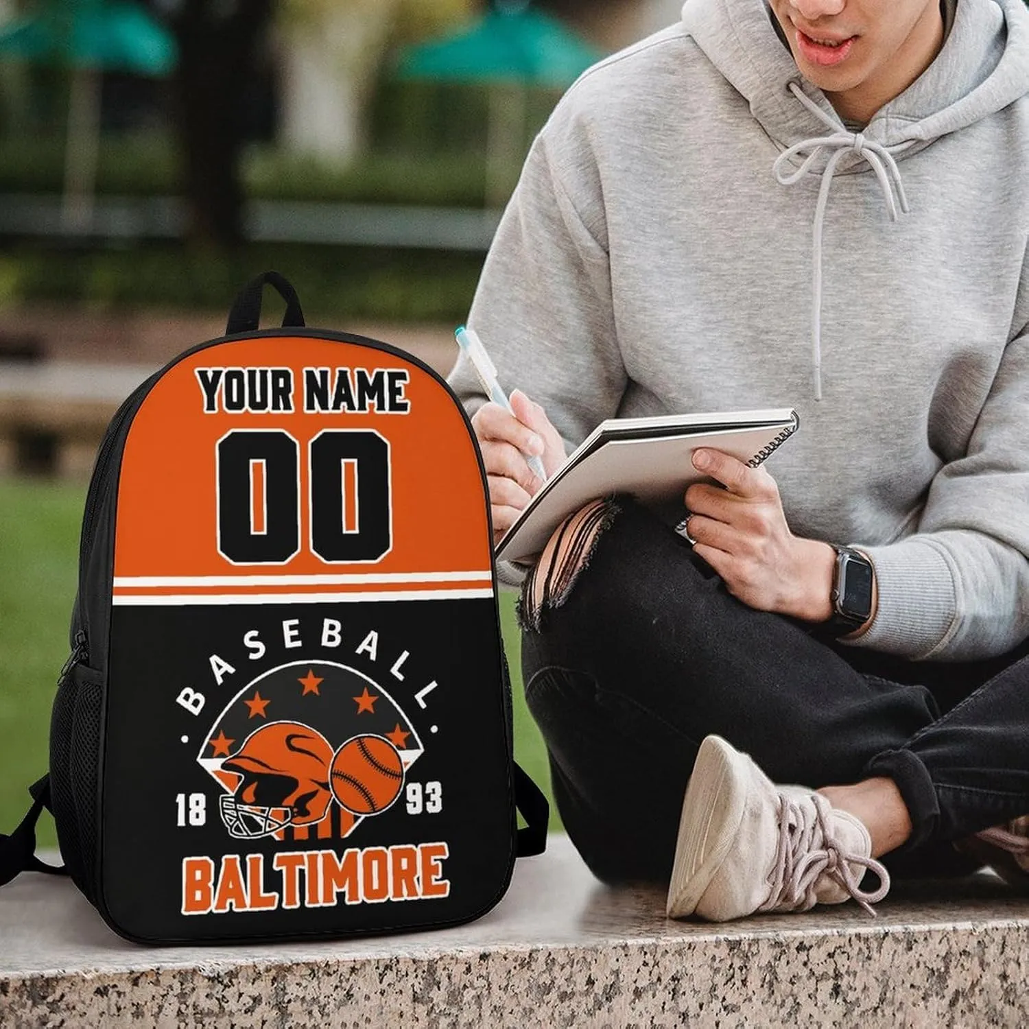 Baltimore Backpack Custom 17Inch Shoulder Bag Gift for Men Women Boy Girl Personalized Name Number Laptop Travel Bag