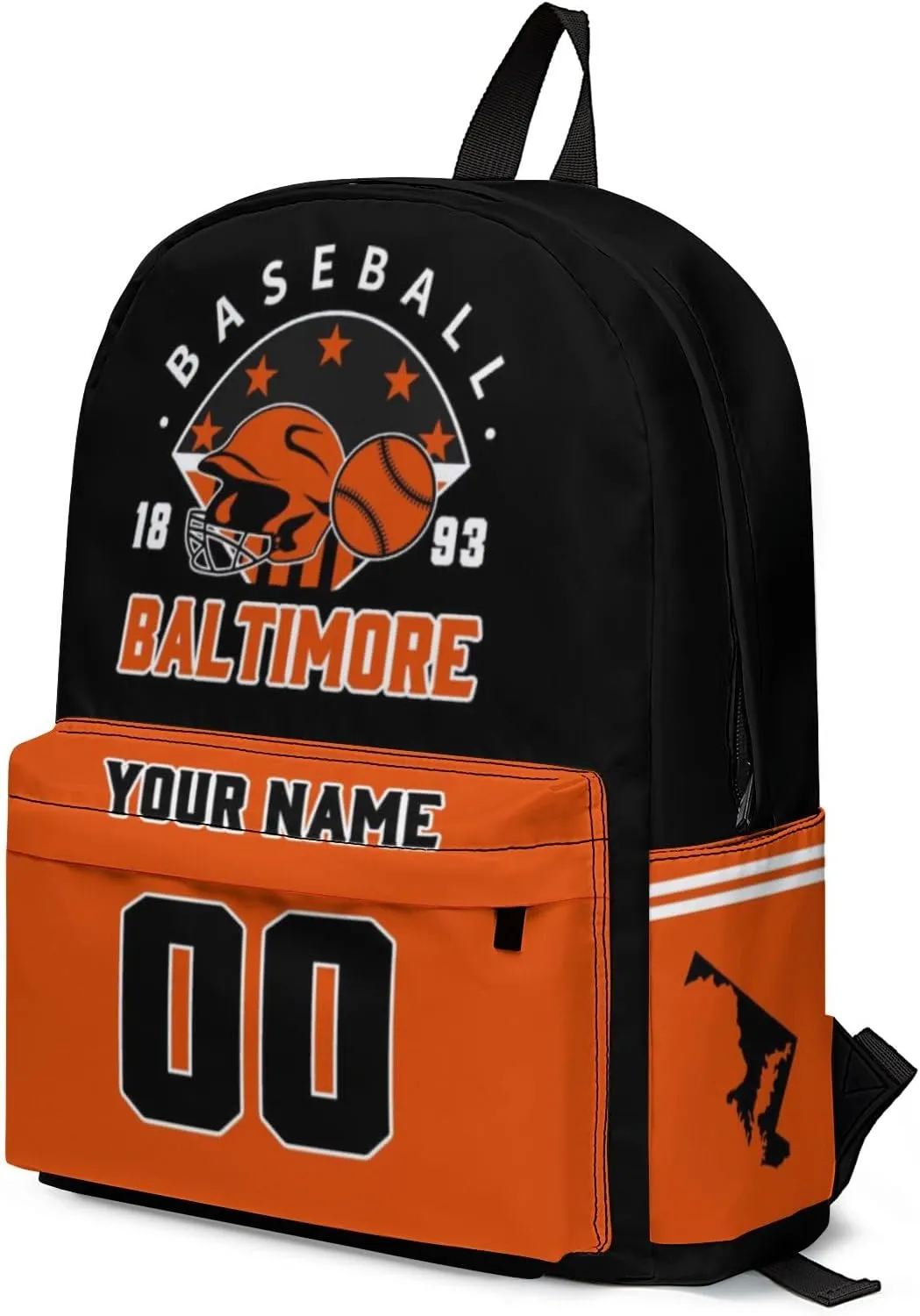 Baltimore Backpack Custom Name Number Travel Laptop Work Shoulder Bag Personalized Daypack Fans Gift for Men Women Boy Girl