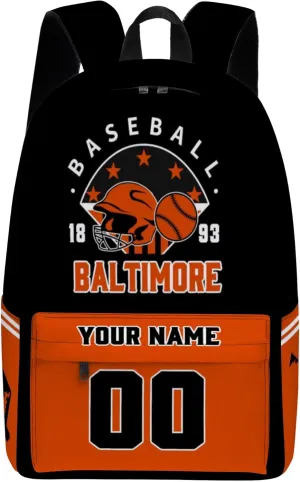Baltimore Backpack Custom Name Number Travel Laptop Work Shoulder Bag Personalized Daypack Fans Gift for Men Women Boy Girl