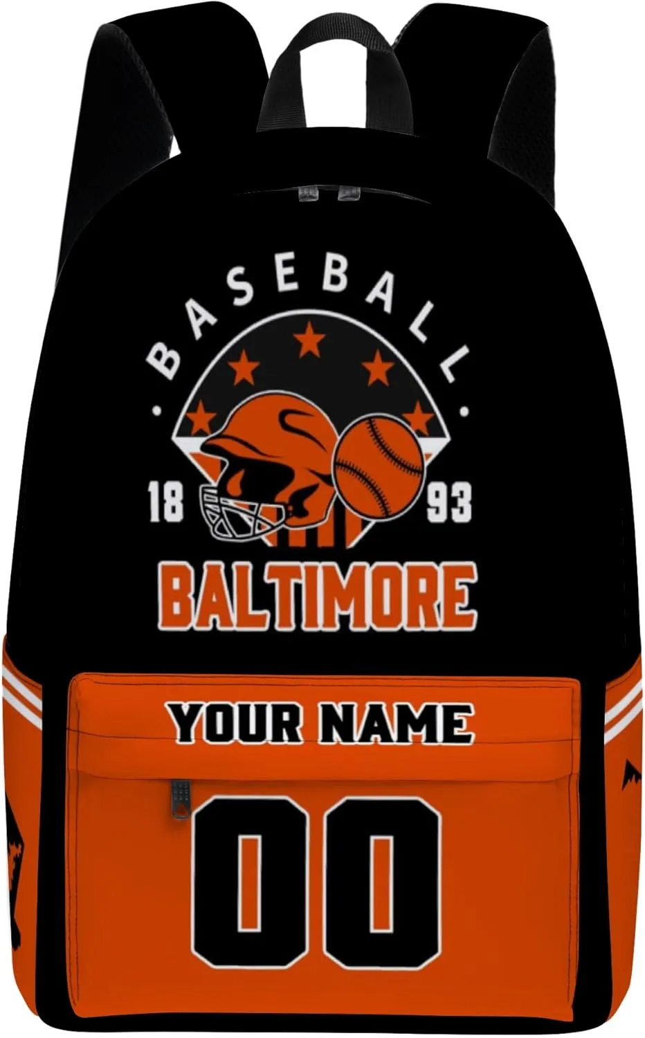 Baltimore Backpack Custom Name Number Travel Laptop Work Shoulder Bag Personalized Daypack Fans Gift for Men Women Boy Girl