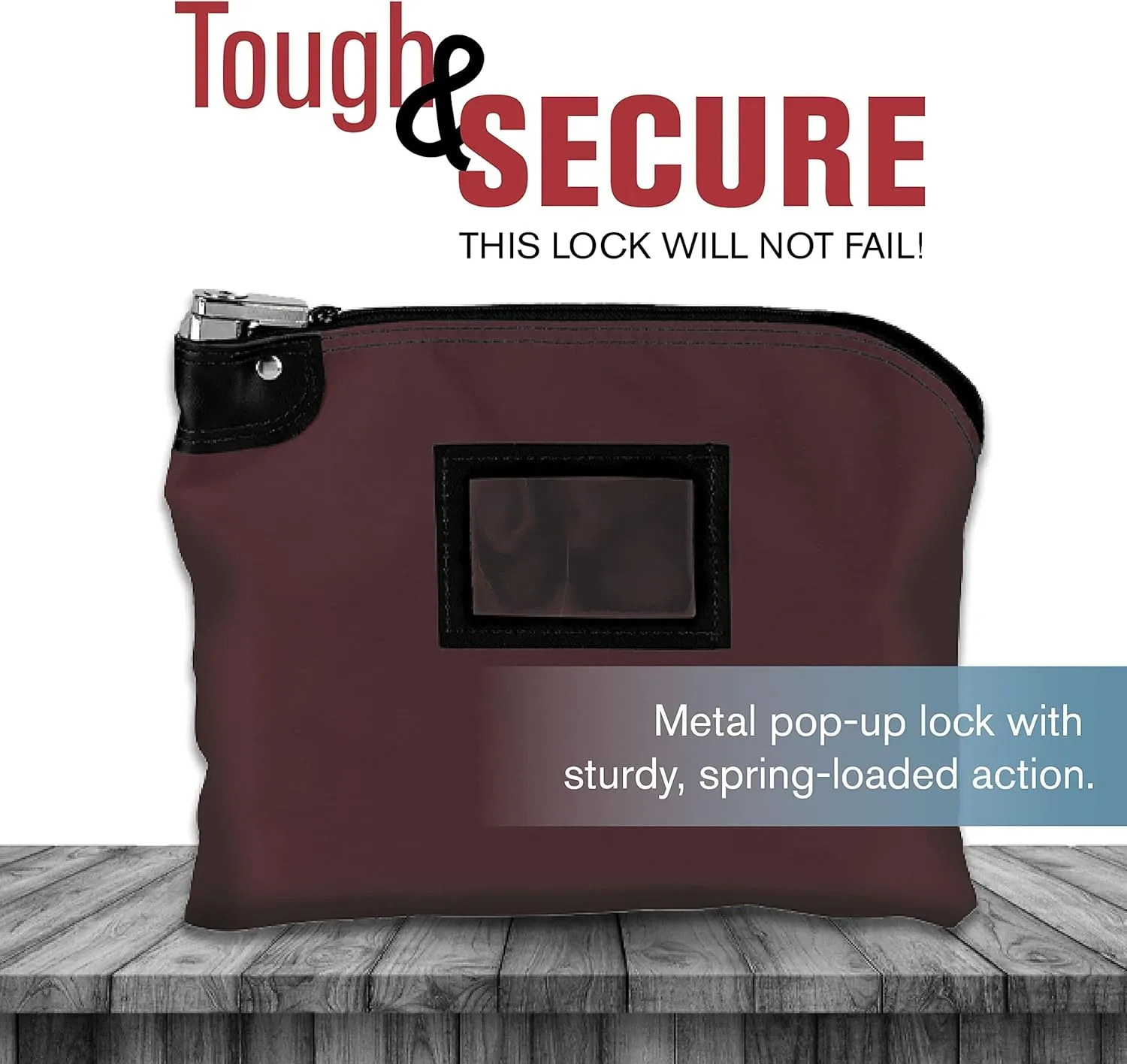 BankSupplies Laminated Nylon Locking Deposit Bag | Burgundy | 2 Keys Included for Each Bag | Heavy Duty | Puncture Resistant Laminated Nylon | Double Stitched Seams