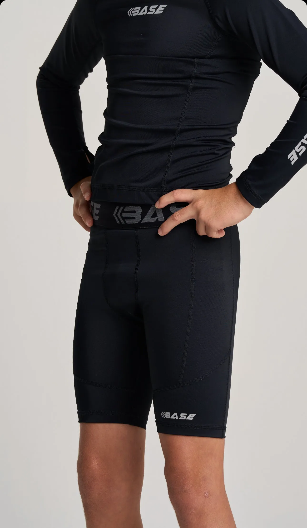 BASE Boys Compression Shorts - Black