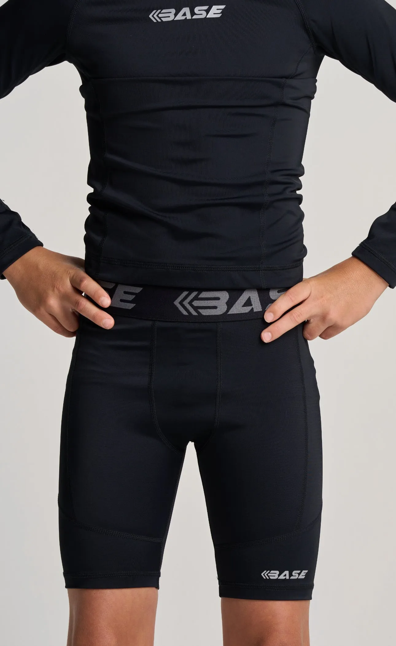 BASE Boys Compression Shorts - Black