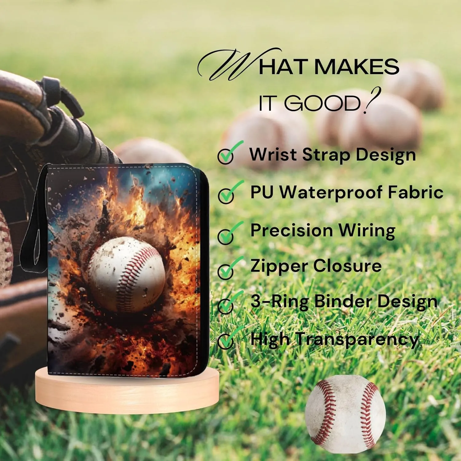 Baseball Card Binder 900 Pockets, Trading Card Collection Sports Card Binder with 50 Removable Sleeves, Double Sided Pocket Sport Card Holder PU Leather Collectible Trading Card Albums Storage