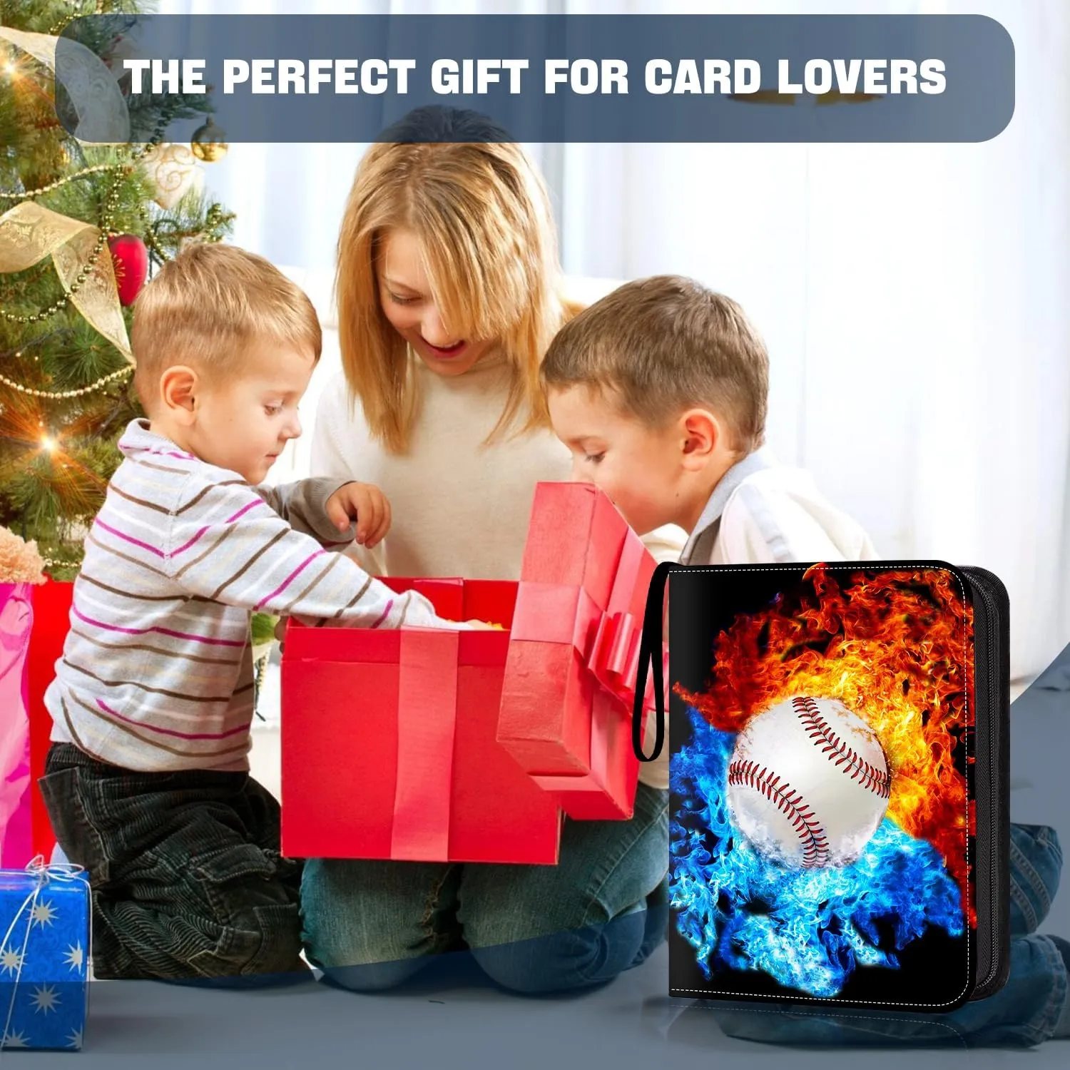 Baseball Card Binder with Sleeves,9-Pocket Trading Card Holder Card Collectors Album Hold Up to 900 Cards,Card Folder For Baseball Football Basketball Sport Trading Cards,TCG,MTG,PTG Games